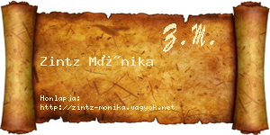 Zintz Mónika névjegykártya